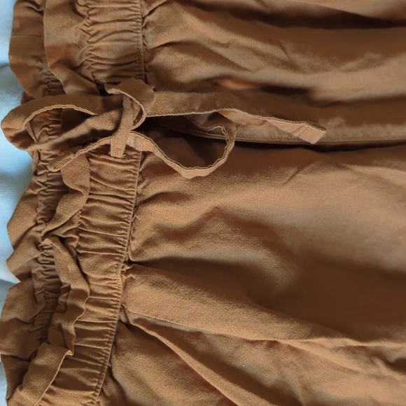 Cotton Linen Uniqlo Shorts Burnt Orange Tie Waist Summer Fall - Picture 3 of 4